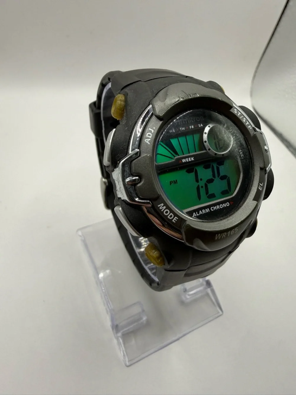 Armitron Men Watch Gray Black Rubber Chro Month Day Date WR165 (New Battery)